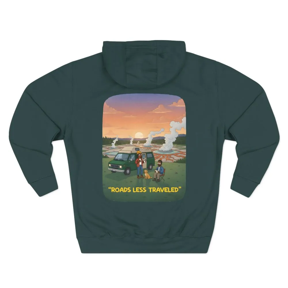 15128081791411215577_2048.jpeg Three-Panel Fleece Hoodie - "Roads Less Traveled" Design Sitcom-Line