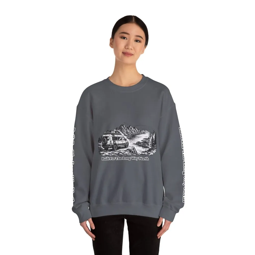 15136497342700123840_2048.jpeg Unisex Heavy Blend™ Crewneck Sweatshirt — "Built For The Long Way North" Design Minimal-Line