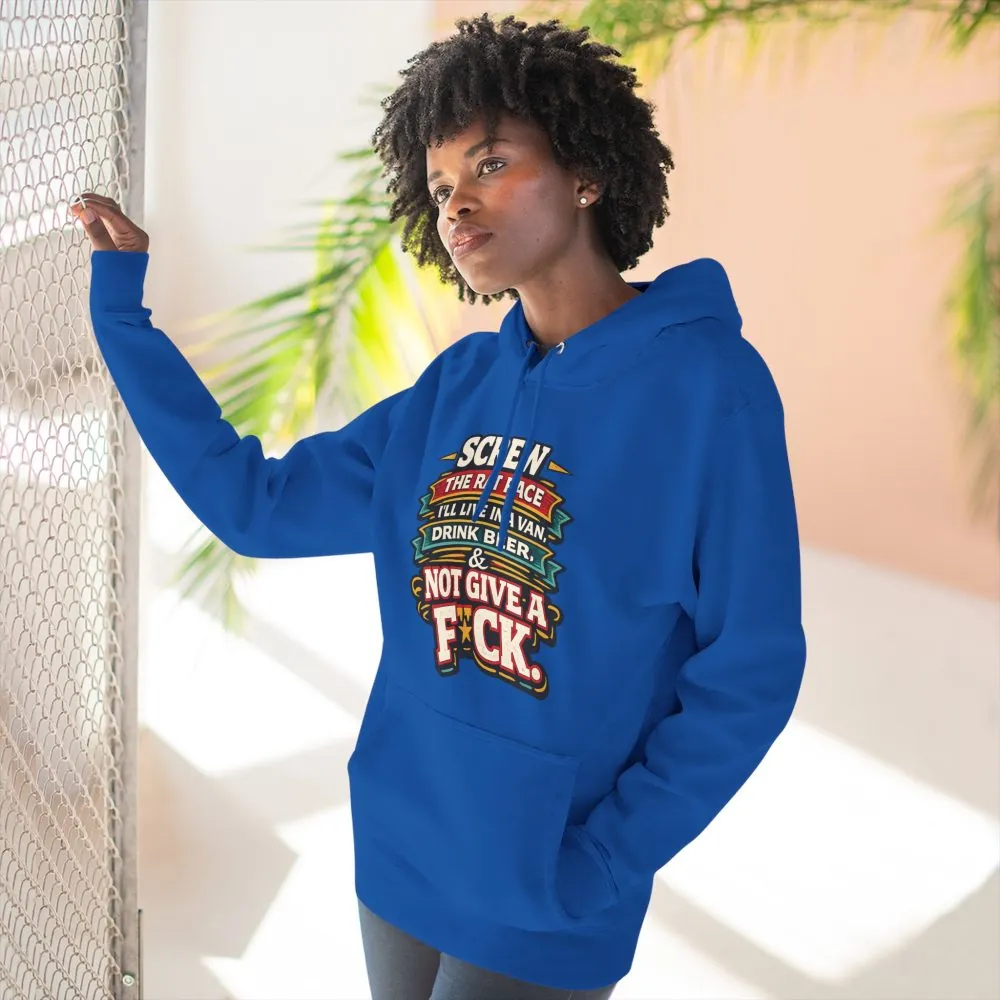 Three-Panel Fleece Hoodie - "Screw The Rat Race" Design F**K-Line