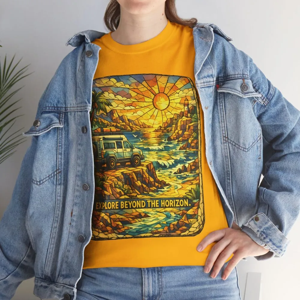 15148738305176481462_2048.jpeg Unisex Heavy Cotton Tee — "Explore Beyond The Horizon" Design Cubic-Line