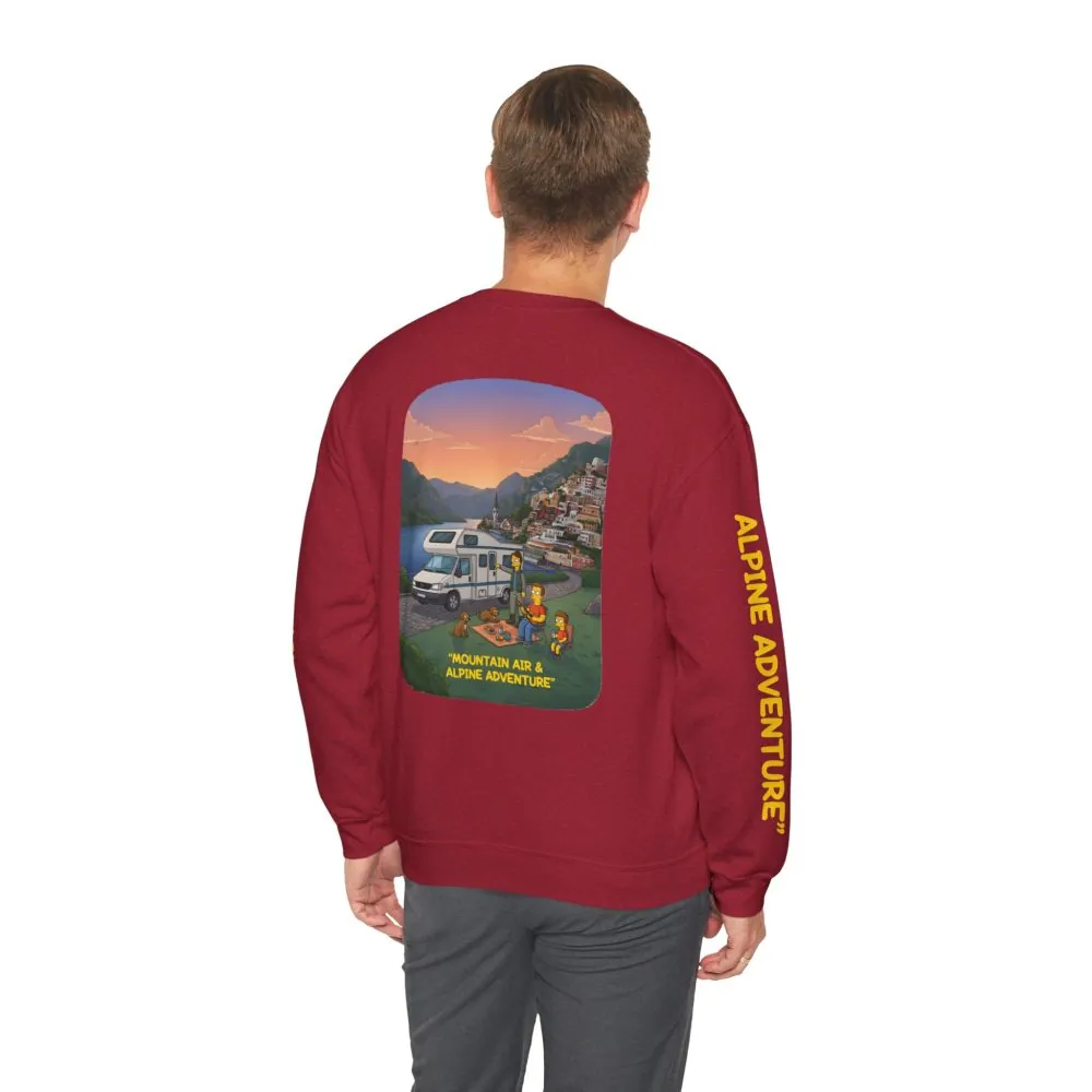 Unisex Heavy Blend™ Crewneck Sweatshirt — "Mountain Air-Alpine Adventure" Design Sitcom-Line