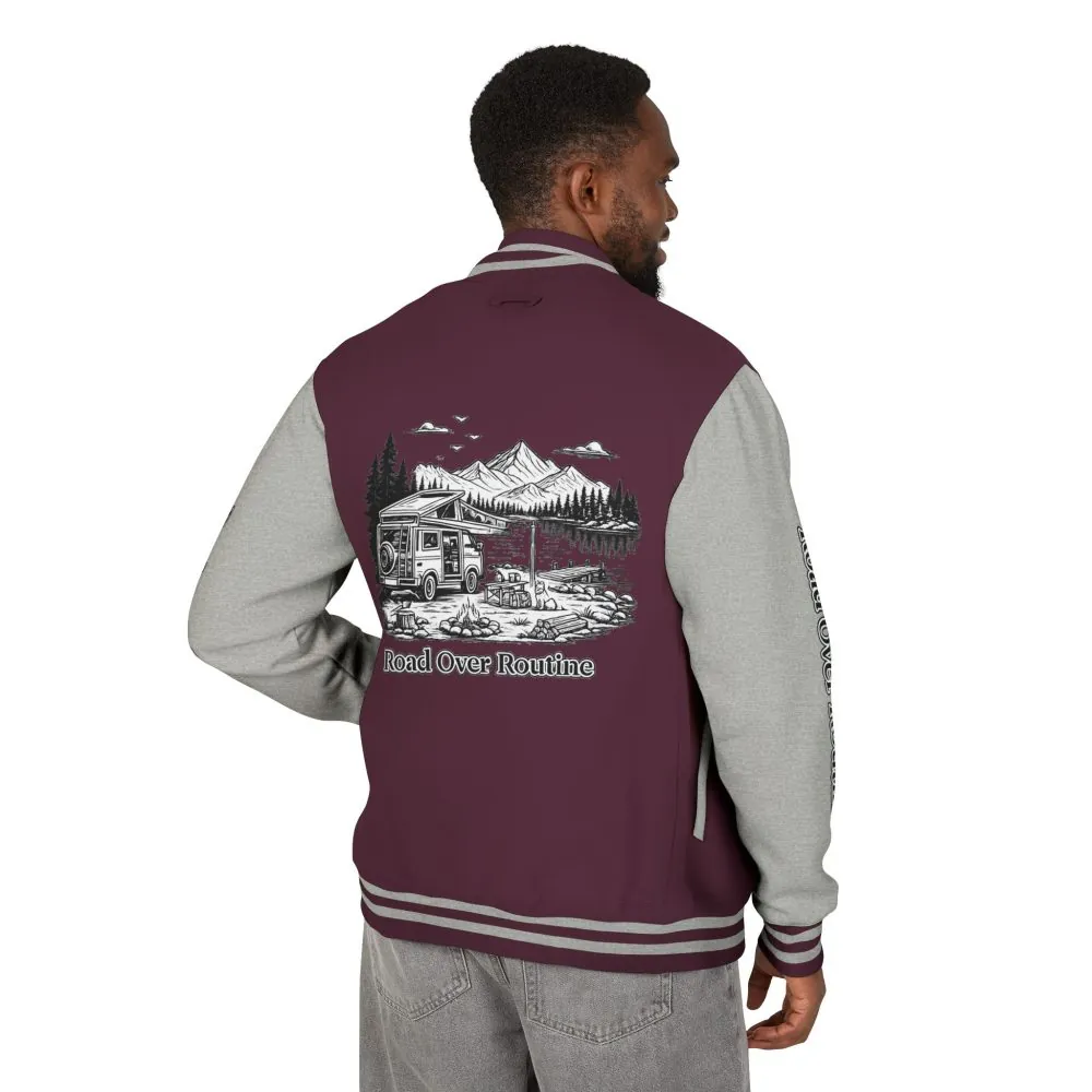 15176257182108569264_2048.jpeg Unisex Heavyweight Letterman Jacket — "Road Over Routine" Travel Varsity Coat