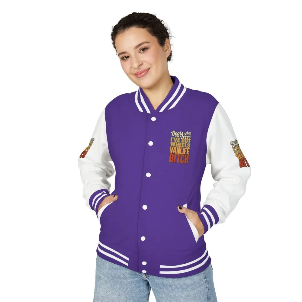 15205058526529210803_2048.jpeg Unisex Heavyweight Letterman Jacket — "Roots Are For Trees" Design F**K-Line