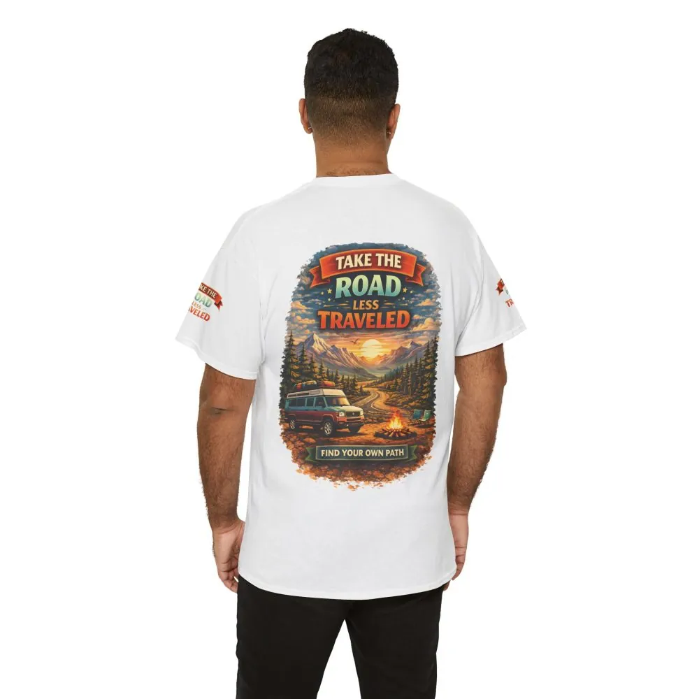 15210728935553216506_2048.jpeg Unisex Heavy Cotton Tee — "Take The Road Less Traveled" Design Scenic-Line