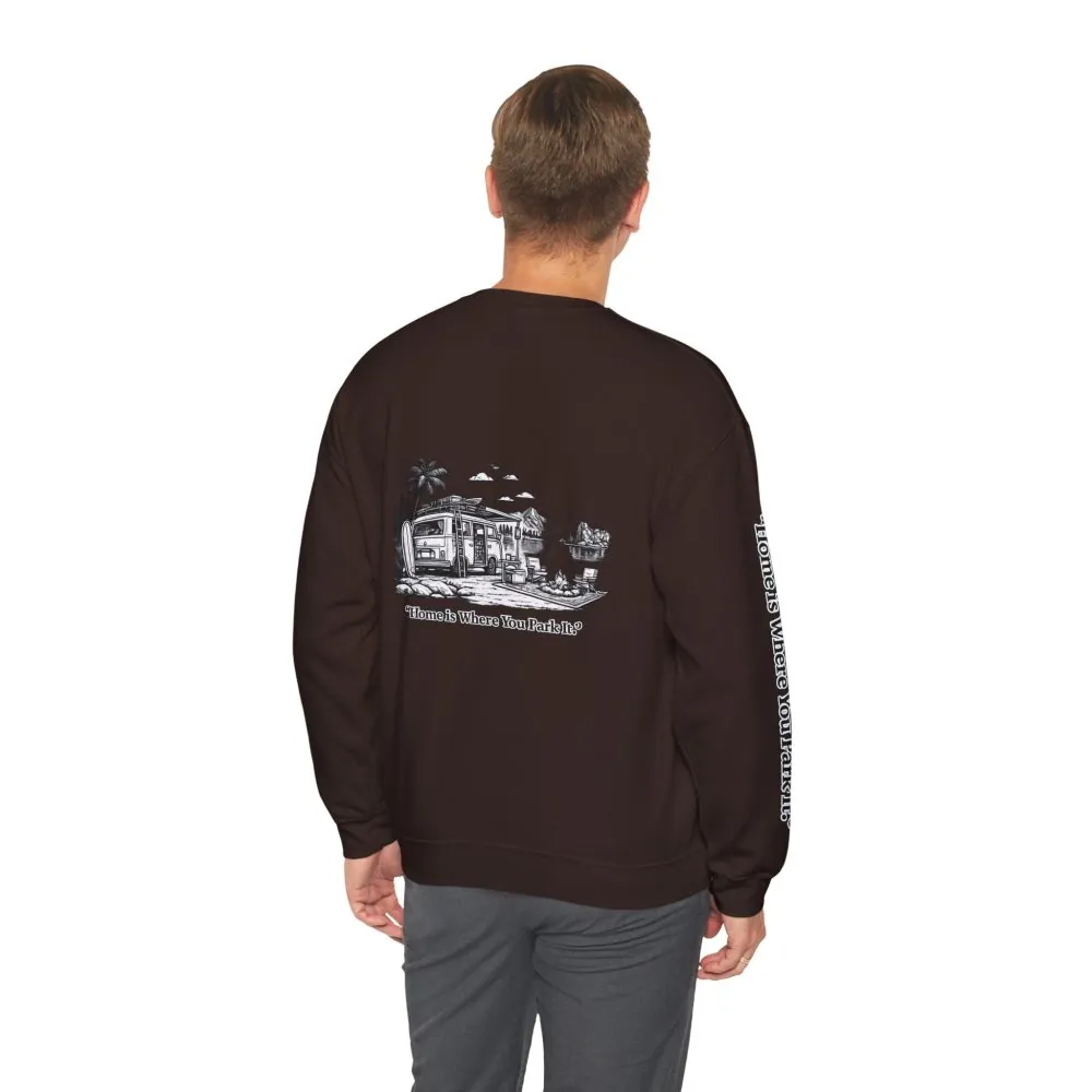 15213565554179824705_2048.jpeg Unisex Heavy Blend™ Crewneck Sweatshirt — "Home Is Where You Park It" Design Minimal-Line