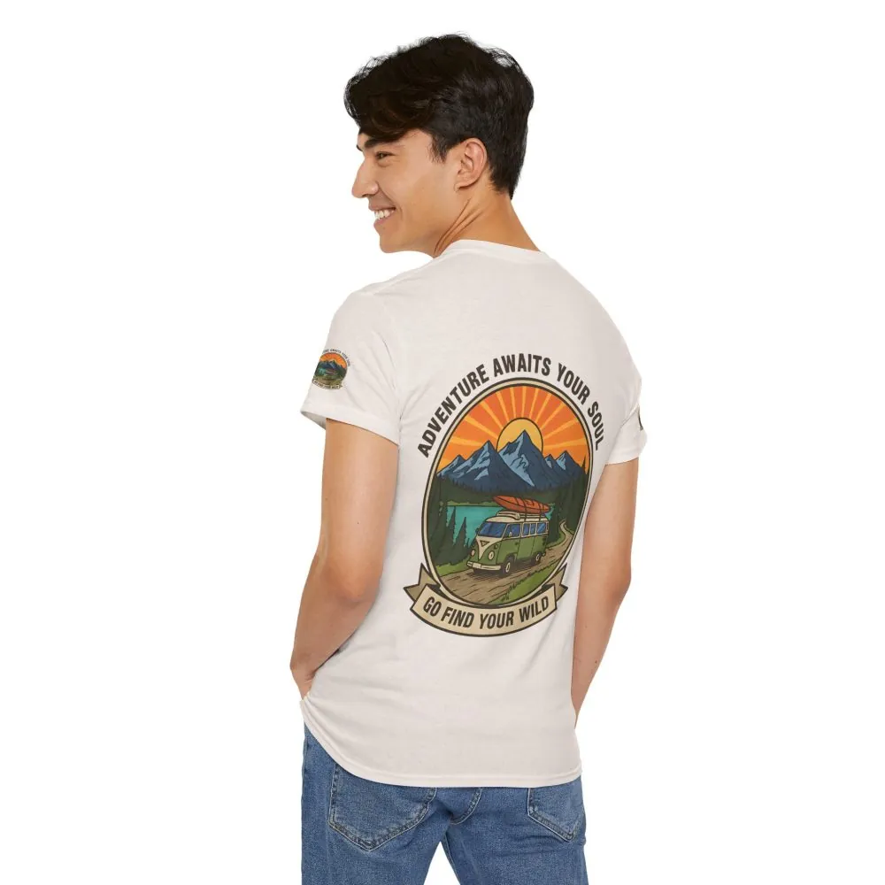 15222992276725553233_2048.jpeg Unisex Heavy Cotton Tee — “Adventure Awaits Your Soul: Go Find Your Wild” Van & Mountain Graphic