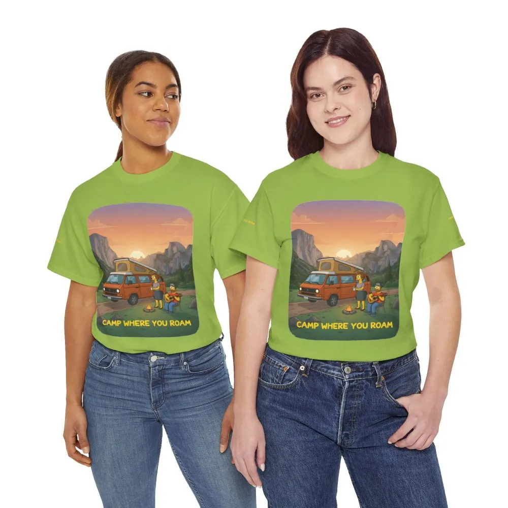 Unisex Heavy Cotton Tee — "Camp Where You Roam" Design Sitcom-Line