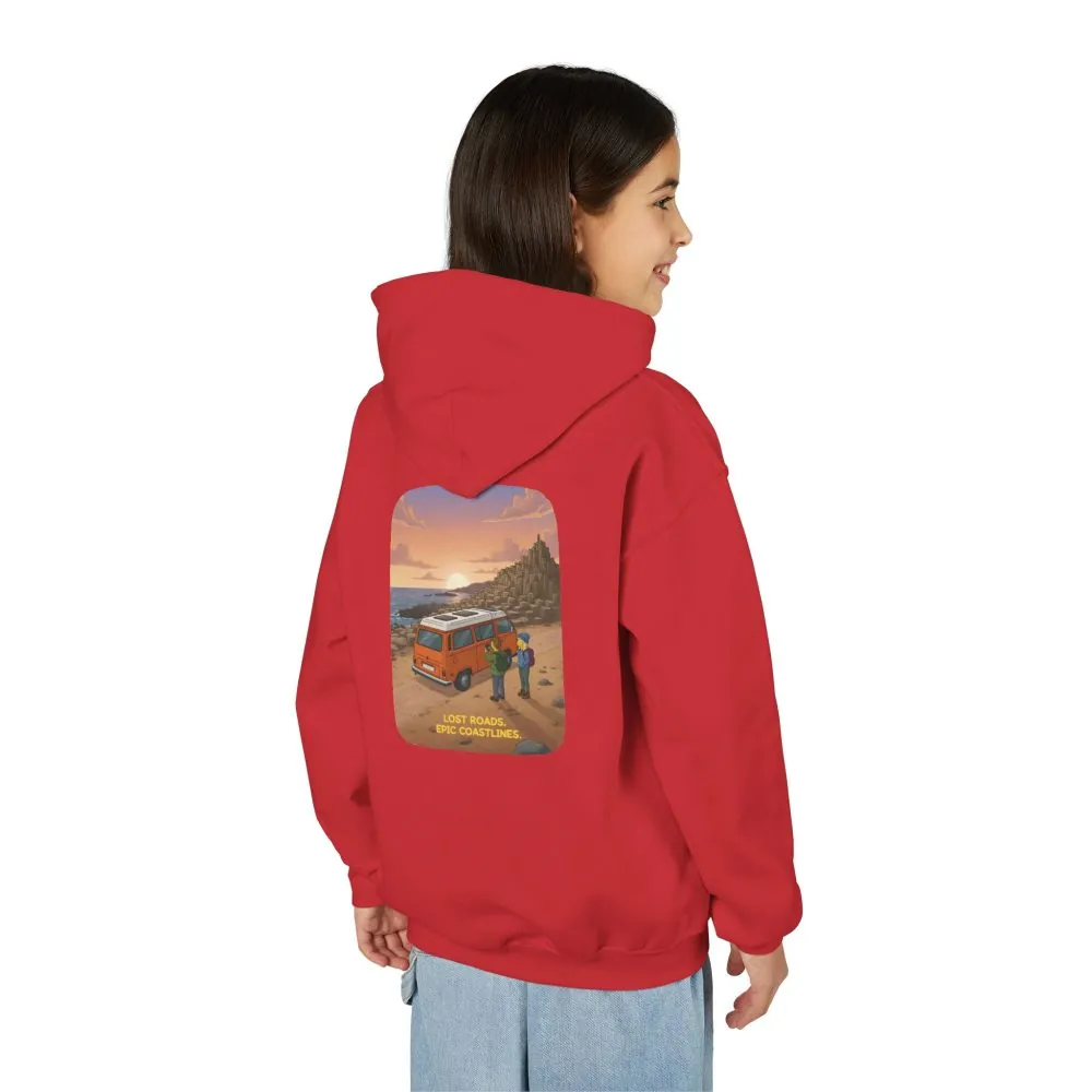 15223834327674223698_2048.jpeg Youth Hoodie(Gildan) – "Lost Roads Epic Coastlines" (Design Sitcom-Line)