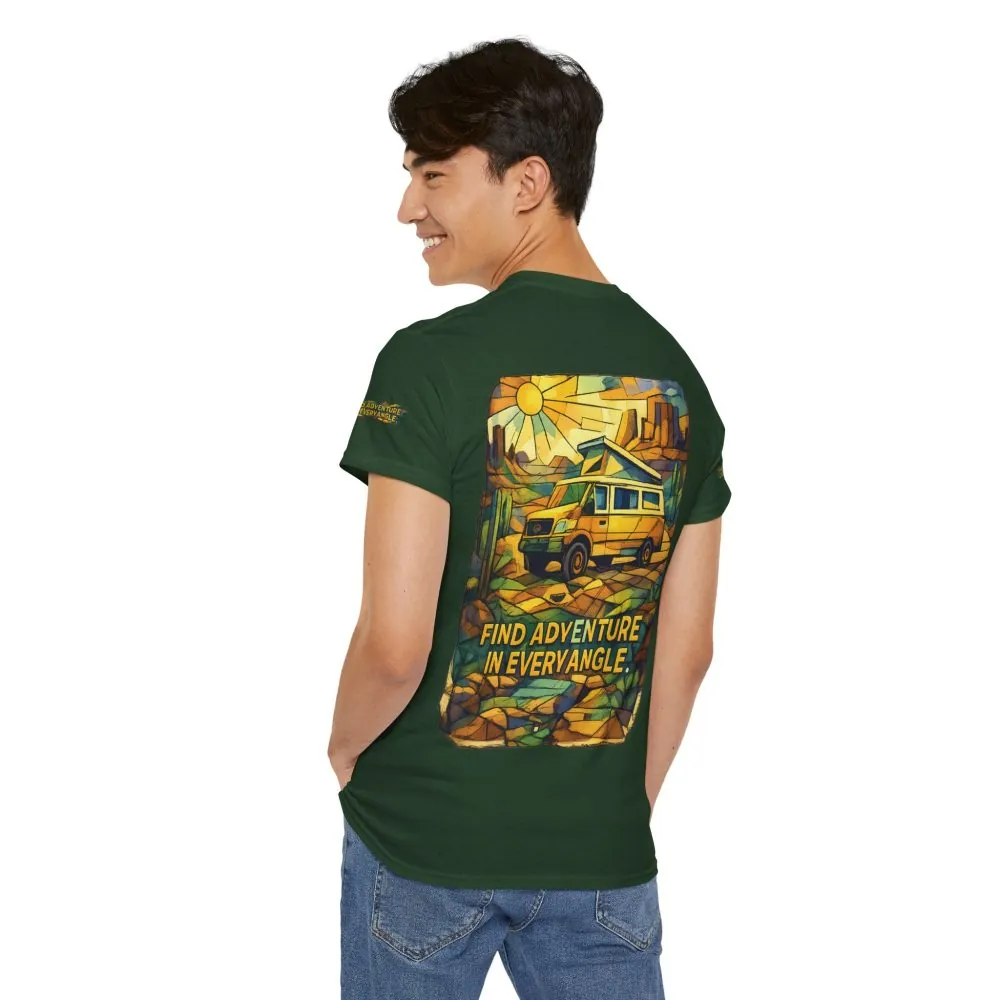 15225507036727765995_2048.jpeg Unisex Heavy Cotton Tee — "Find Adventure In Every Corner" Design Cubic-Line