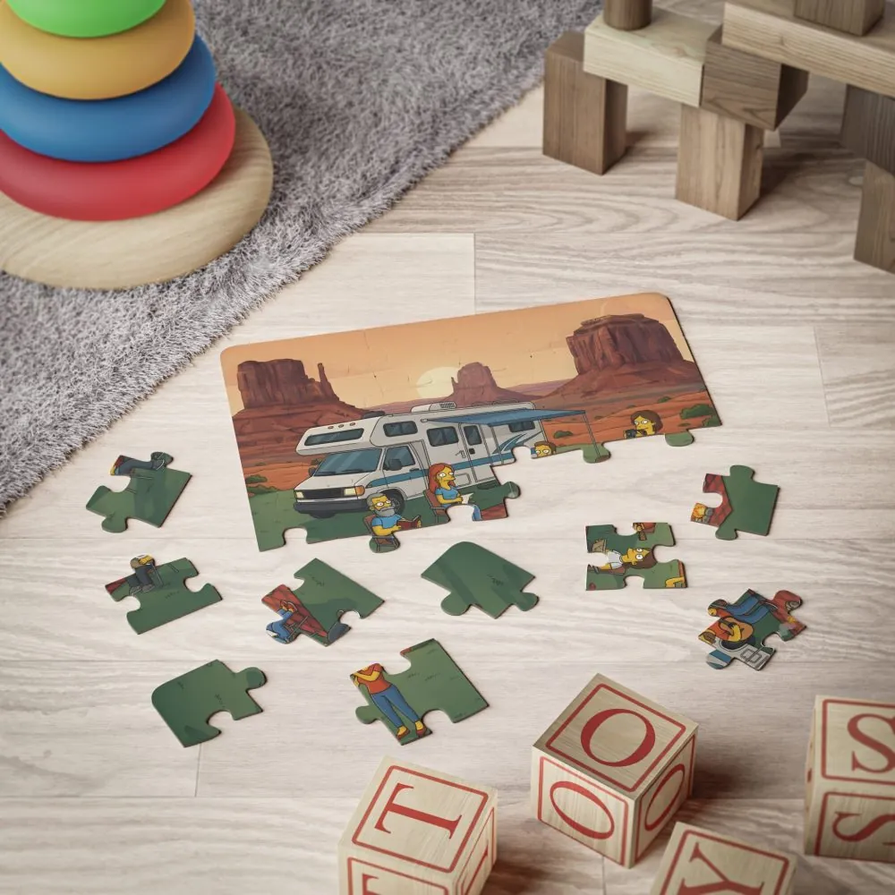 Kids' 30‑Piece Camping Puzzle — Family RV Camping Sunset Scene