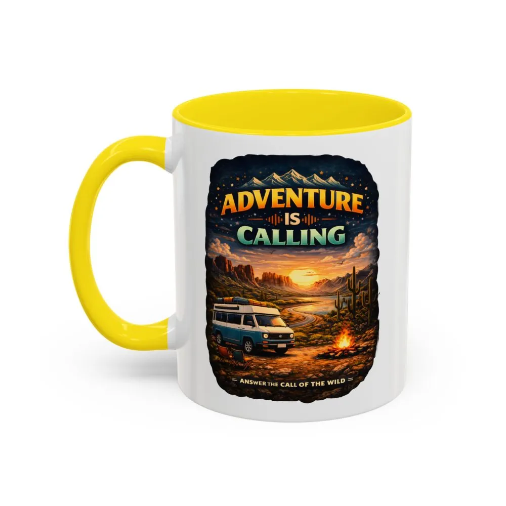 Accent Coffee Mug (11, 15oz) — "Adventure Is Calling" Design Scenic-Line