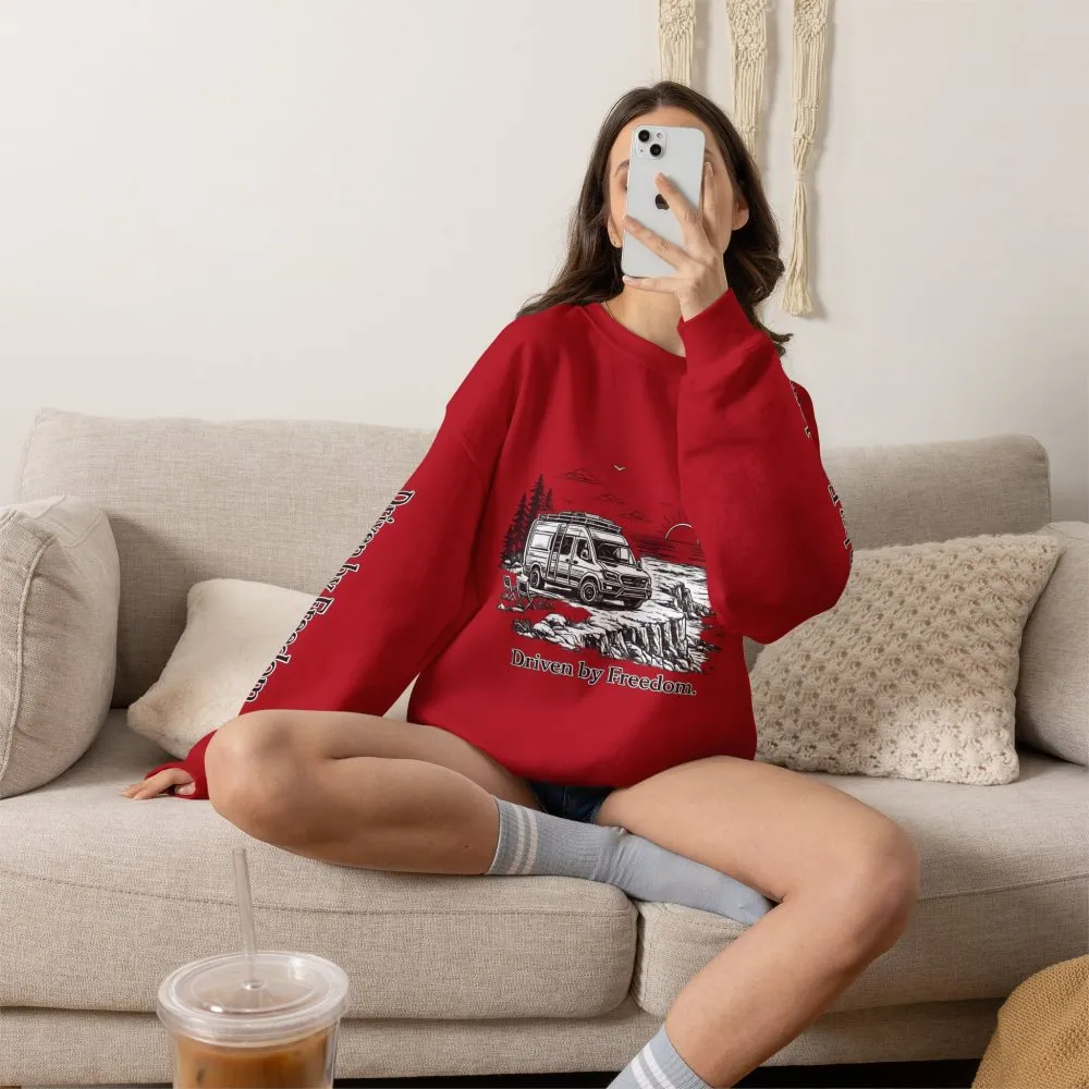 15270607734021238258_2048.jpeg Unisex Heavy Blend™ Crewneck Sweatshirt — "Driven By Freedom" Design Minimal-Line
