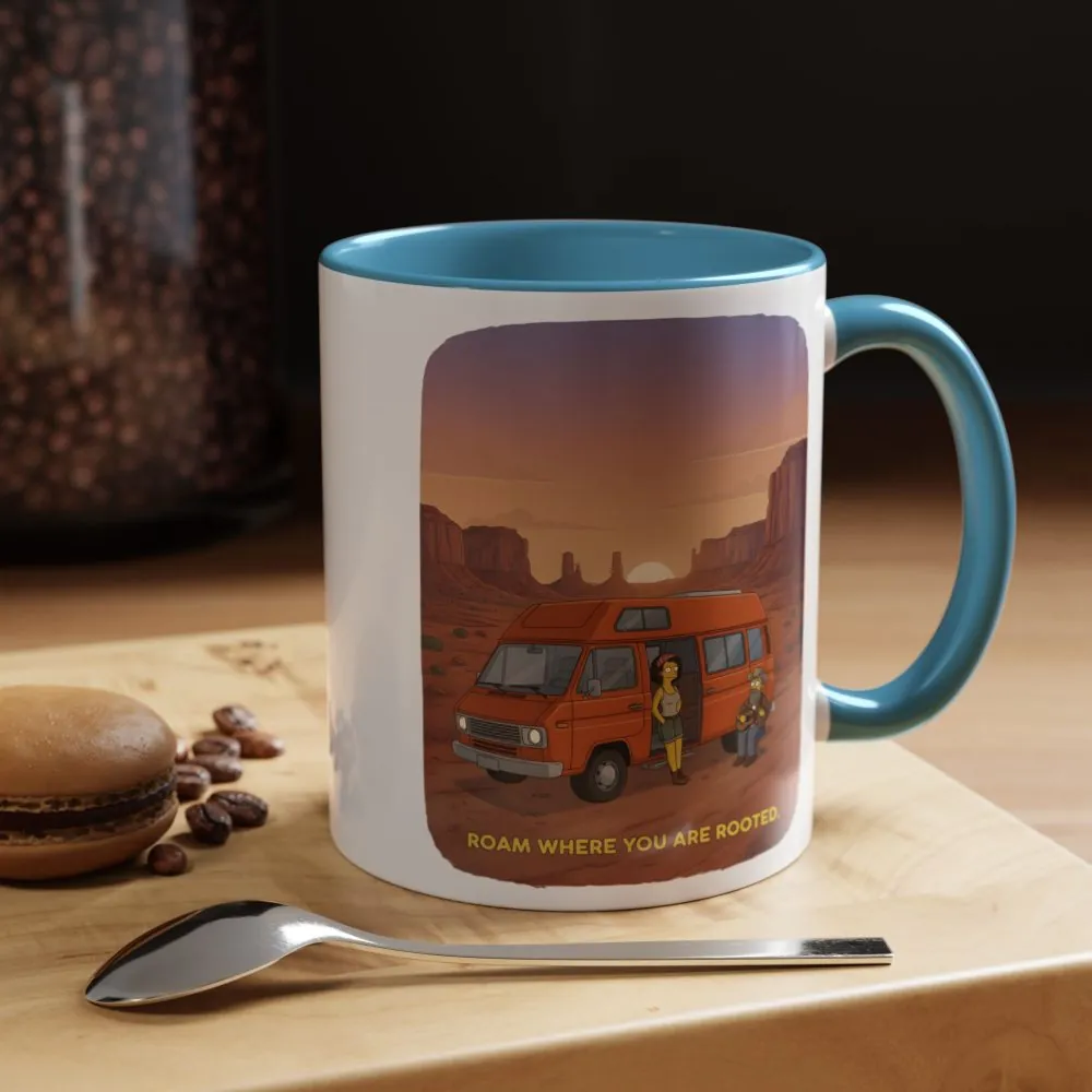 Accent Coffee Mug (11, 15oz) — "Roam Where You Are Rooted" Design Sitcom-Line