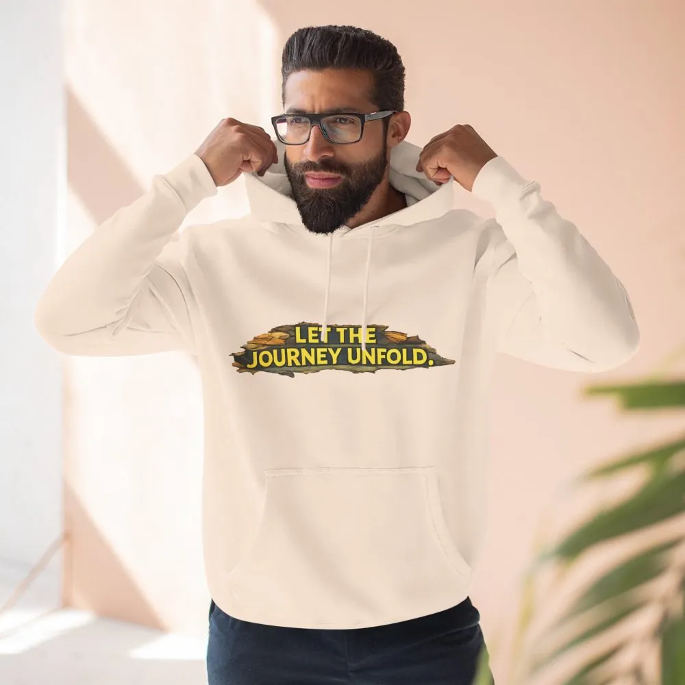 Three-Panel Fleece Hoodie - "Let The Journey Unfold" Design Cubic-Line