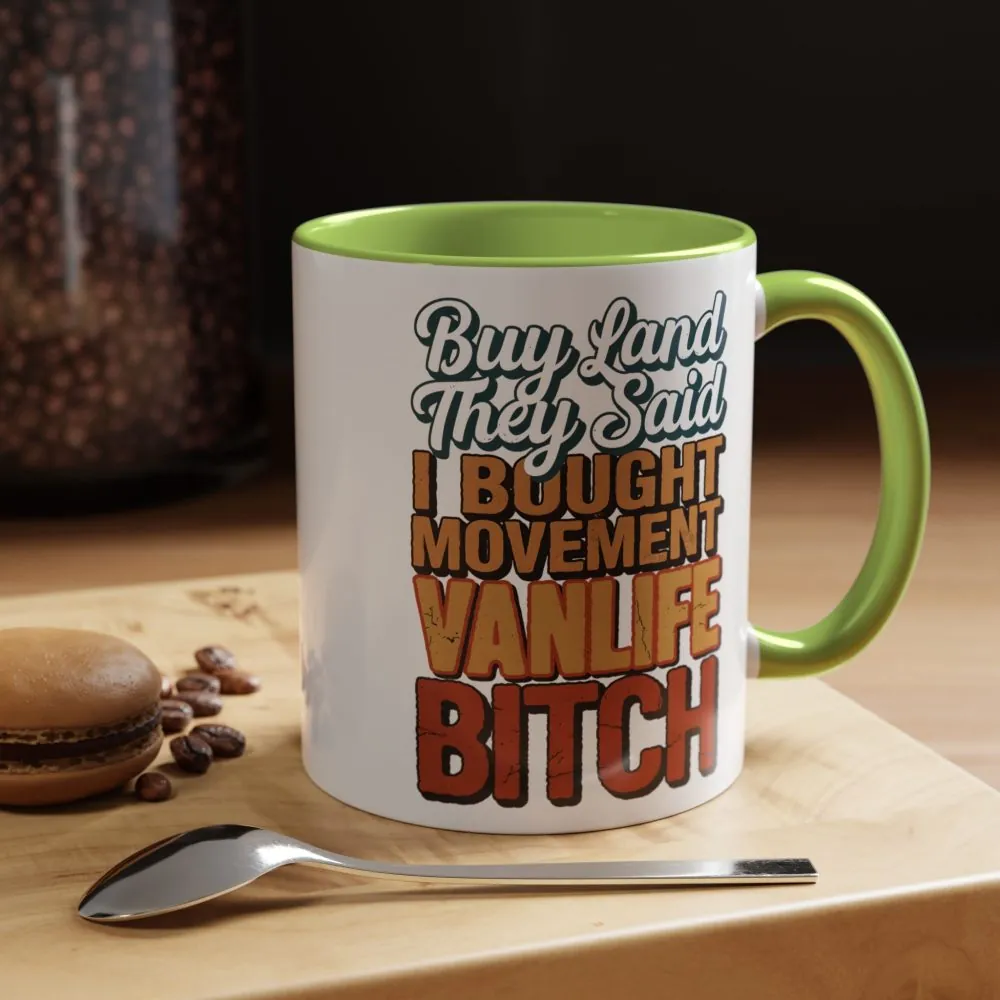 Accent Coffee Mug (11, 15oz) — "Buy Land They Said" Design F**K-Line