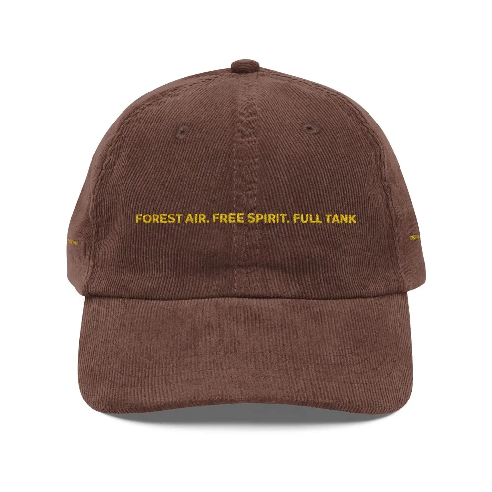 15298130601056874236_2048.jpeg Vintage Corduroy Cap (Embroidery) — "Forest Air.Free Spirit.Full Tank" Embroidered Hat