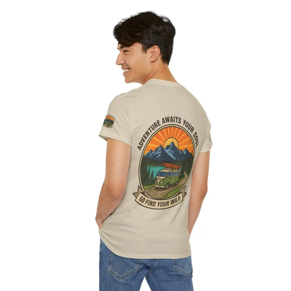 15303181157115091067_2048.jpeg Unisex Heavy Cotton Tee — “Adventure Awaits Your Soul: Go Find Your Wild” Van & Mountain Graphic