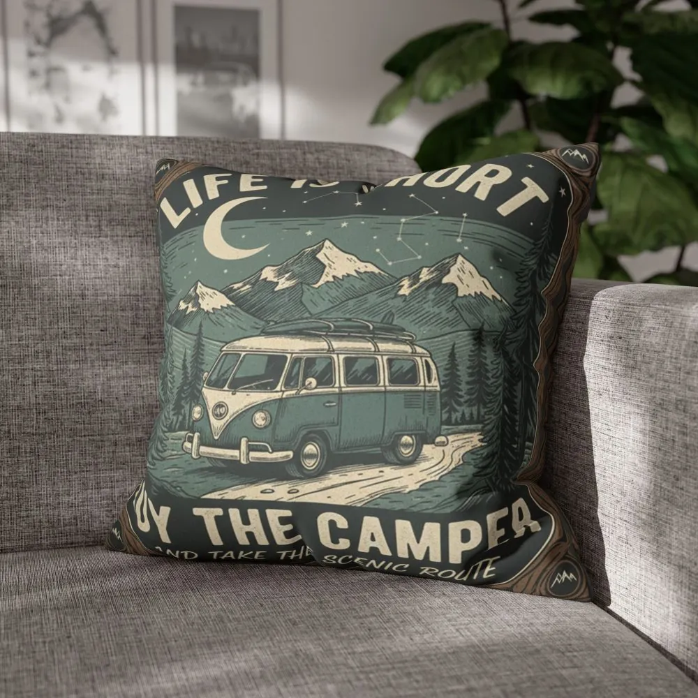 15304708520656365198_2048.jpeg Pillowcase — "Life is short buy the camper and take the scenic route" Faux Suede Travel Throw Pillow Cover