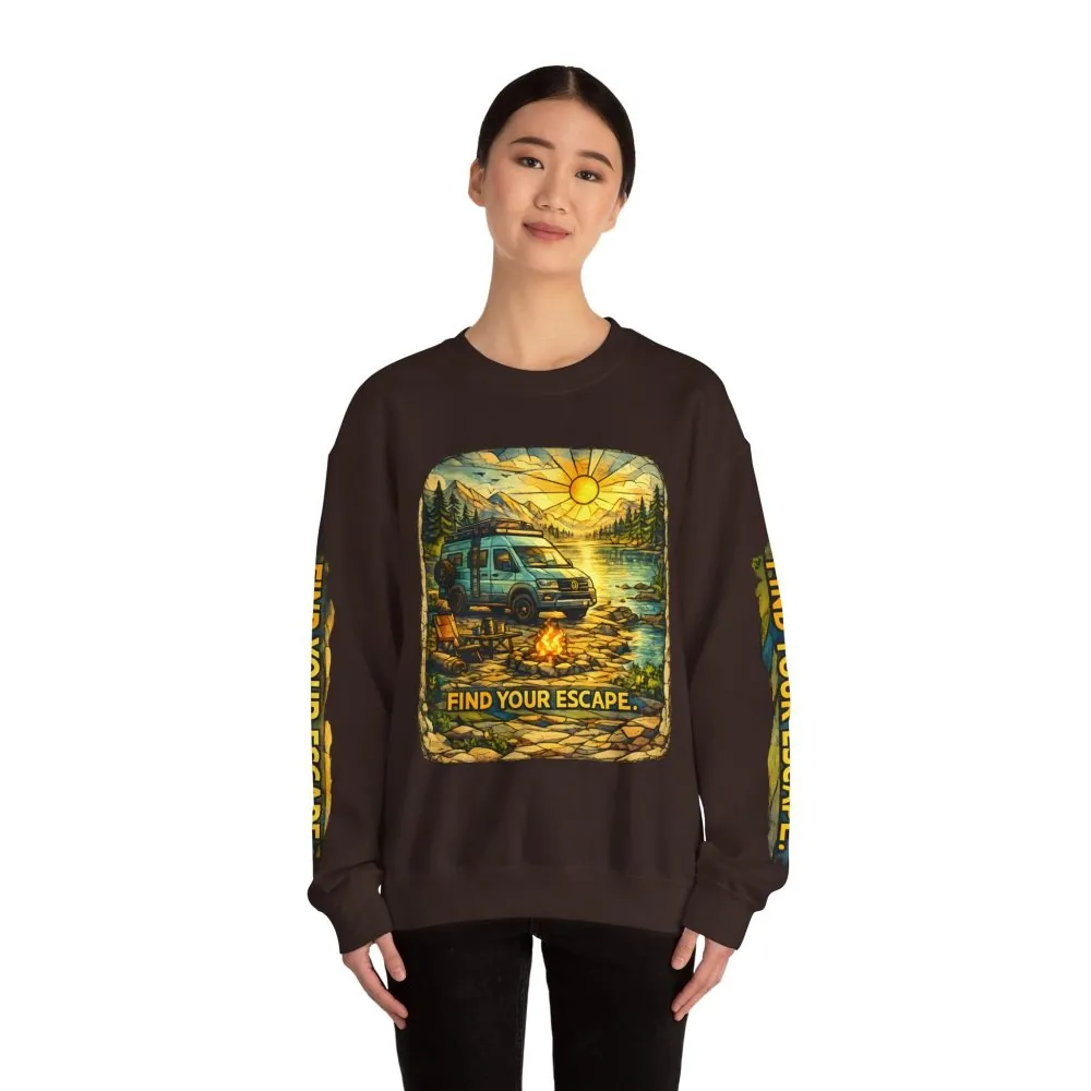 15306104157545752404_2048.jpeg Unisex Heavy Blend™ Crewneck Sweatshirt — "Find Your Escape" Design Cubic-Line