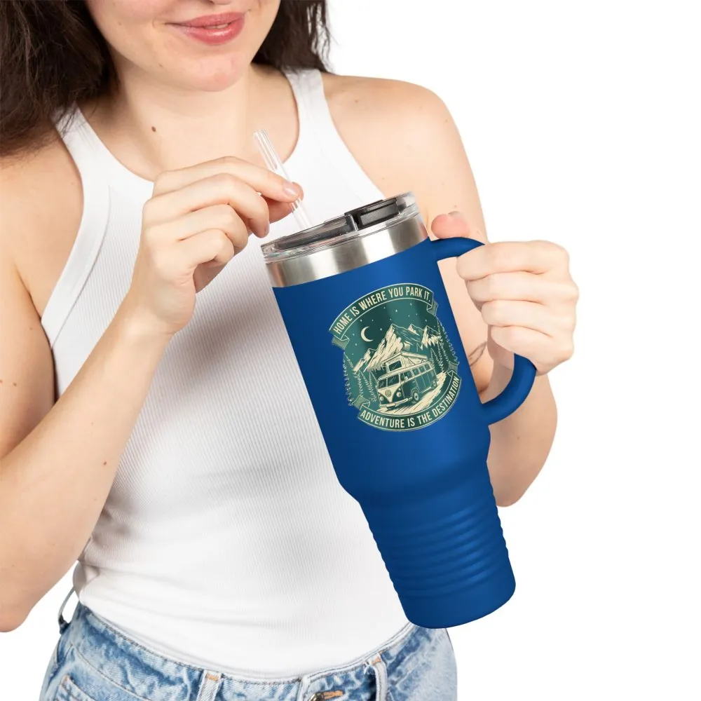 15312875200316877651_2048.jpeg Insulated Travel Mug - "Home Is Where You Park It-Adventure is the destination" (40oz) – Retro Camper Design, Keep Drinks Hot or Cold