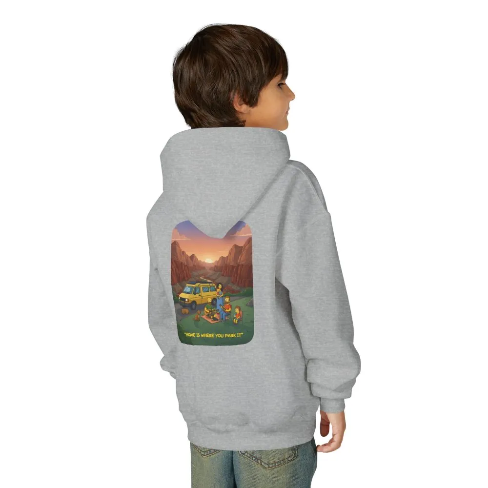 Youth Hoodie(Gildan) – "Home Is Where You Park It"" (Design Sitcom-Line)