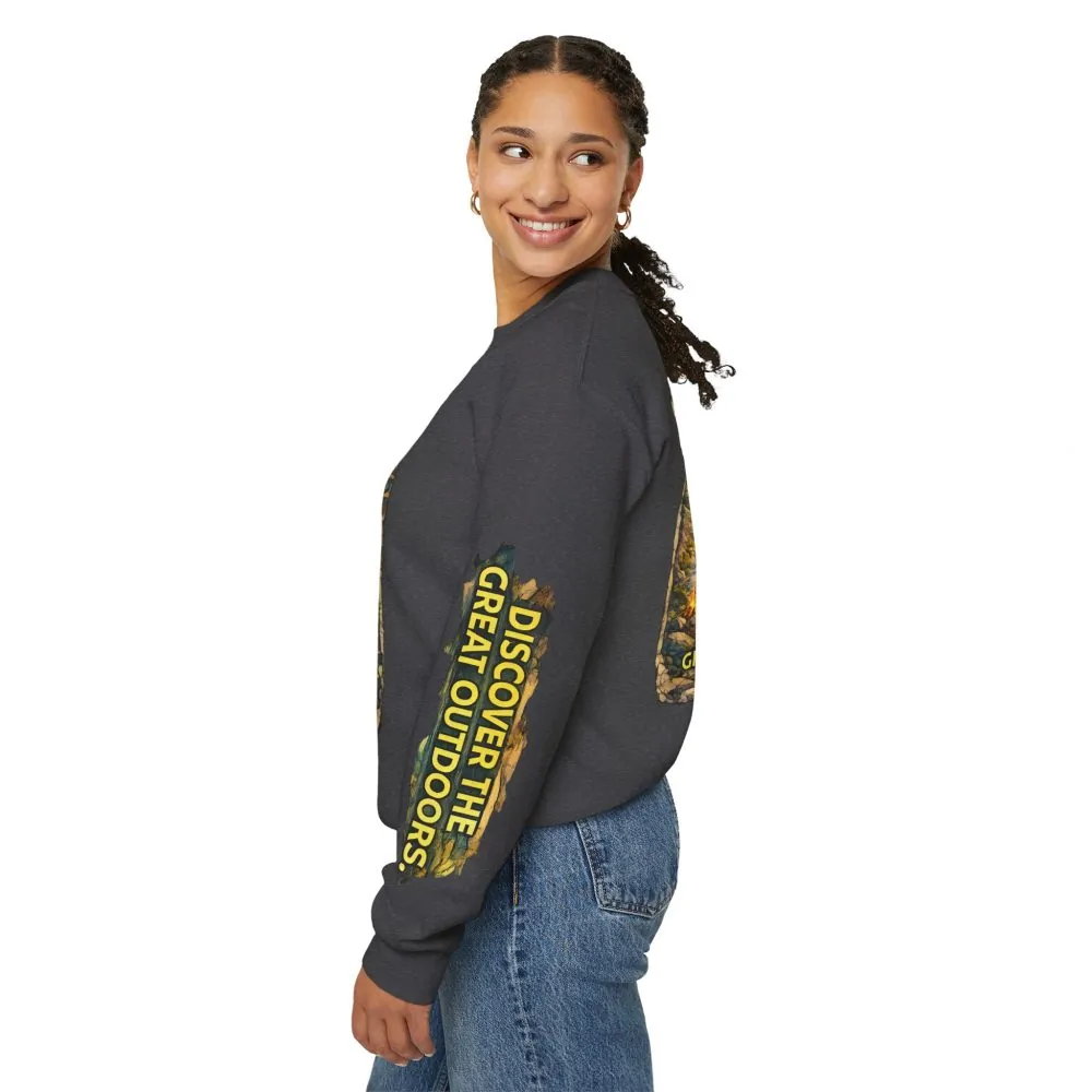 15322021521805804148_2048.jpeg Unisex Heavy Blend™ Crewneck Sweatshirt — "Discover The Great Outdoors" Design Cubic-Line