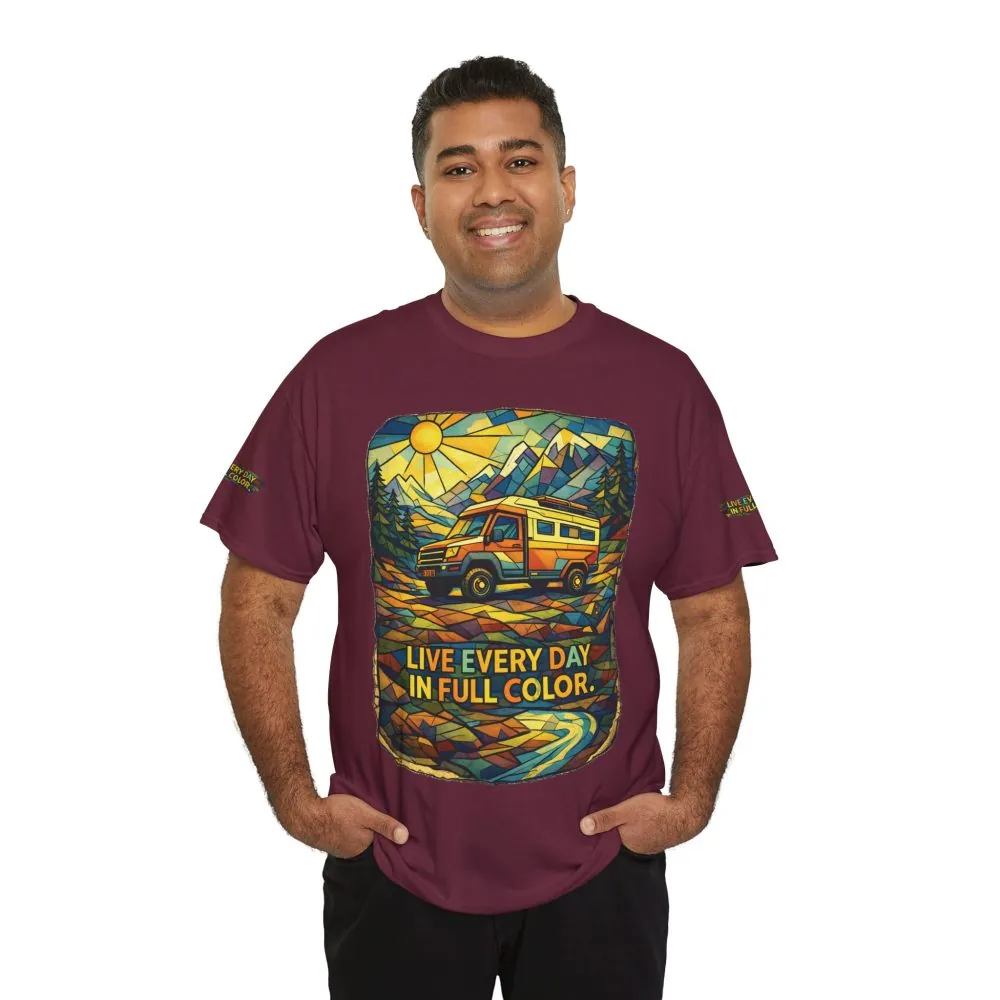 15322390553577149259_2048.jpeg Unisex Heavy Cotton Tee — "Live Life Every Day In Full Color" Design Cubic-Line