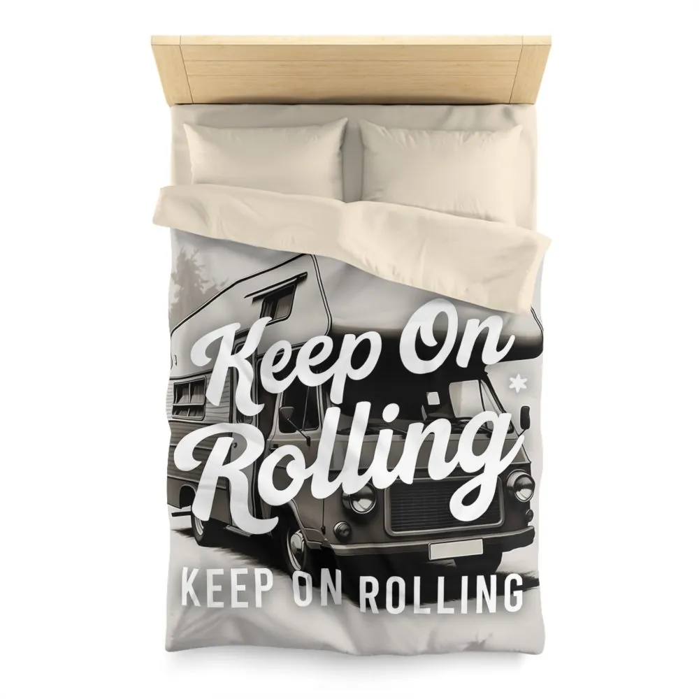 15326912616660463087_2048.jpeg Duvet Cover — "Keep On Rolling" Retro Motorhome Bedding