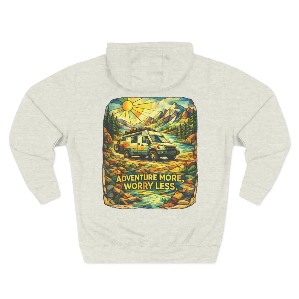 15328555396293951537_2048.jpeg Three-Panel Fleece Hoodie - "Adventure More Worry Less" Design Cubic-Line