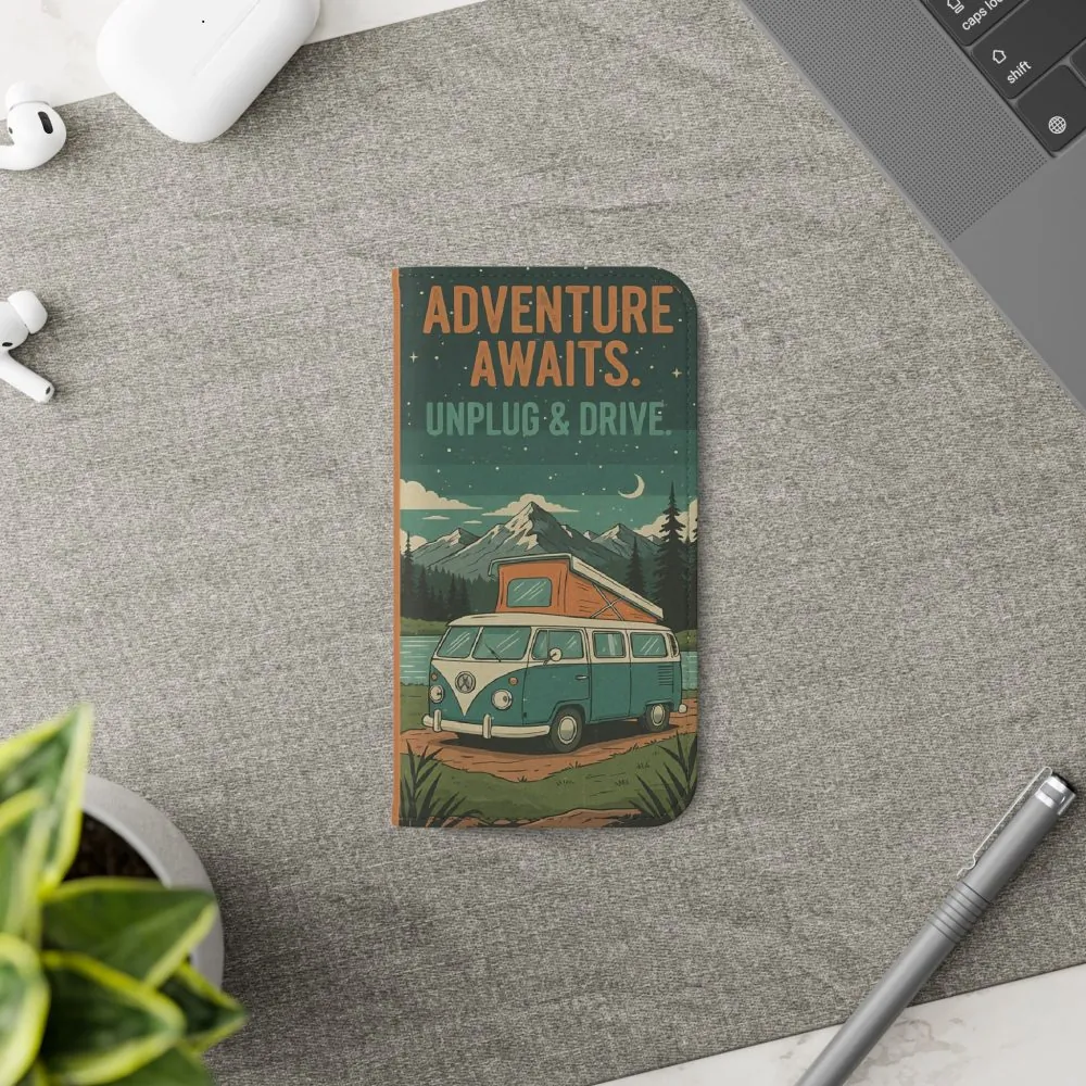 15335546748135315016_2048.jpeg Flip Phone Case — "Adventure Awaits Unplug & Drive" Wallet Case