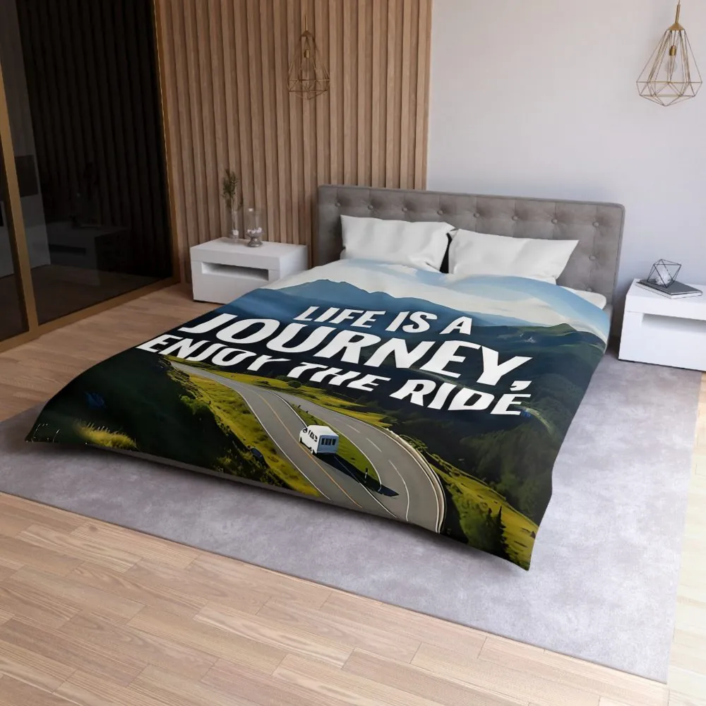 Duvet Cover — "Life Is A Journey, Enjoy The Ride" Mountain Road Microfiber