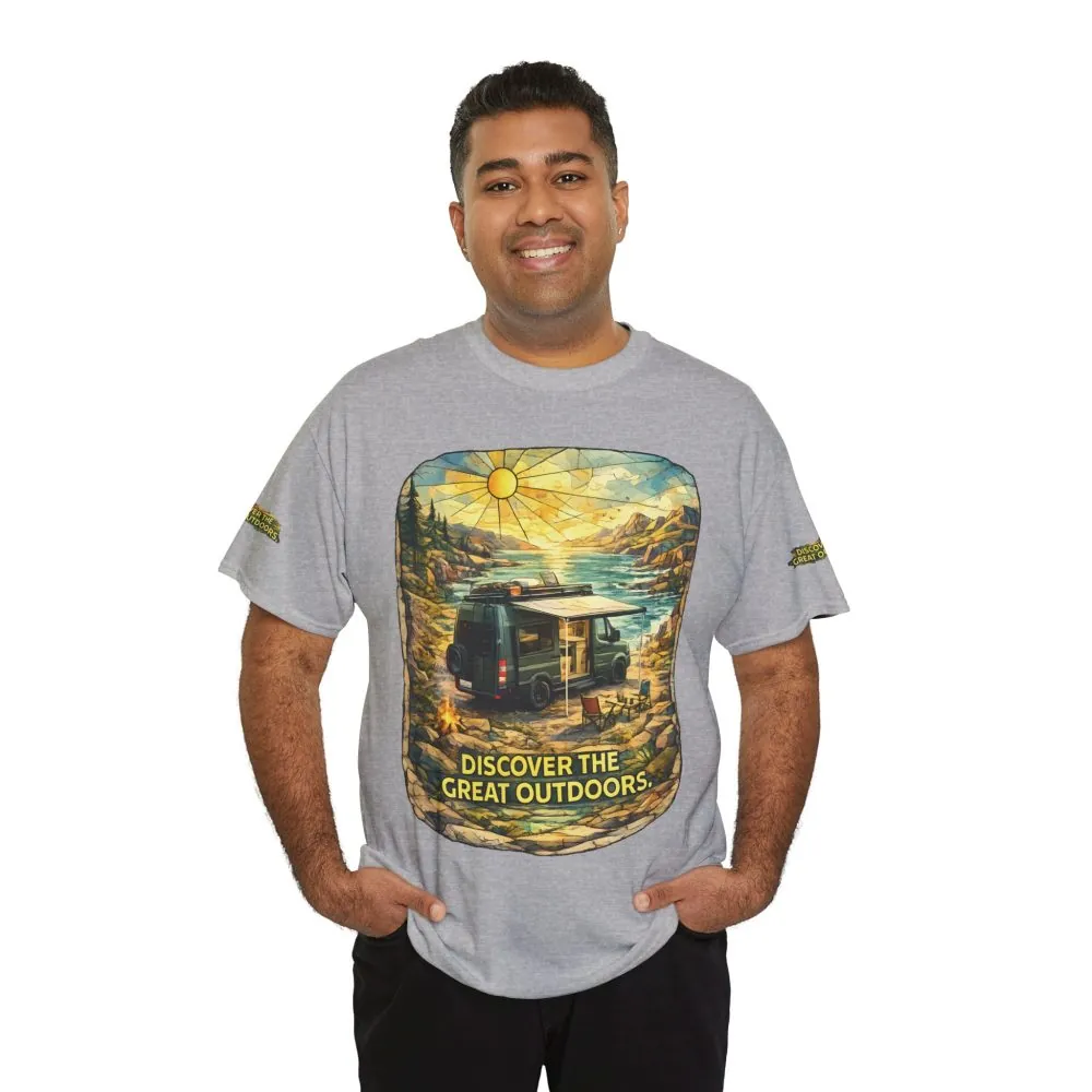 15350313134666496294_2048.jpeg Unisex Heavy Cotton Tee — "Discover The Great Outdoors" Design Cubic-Line