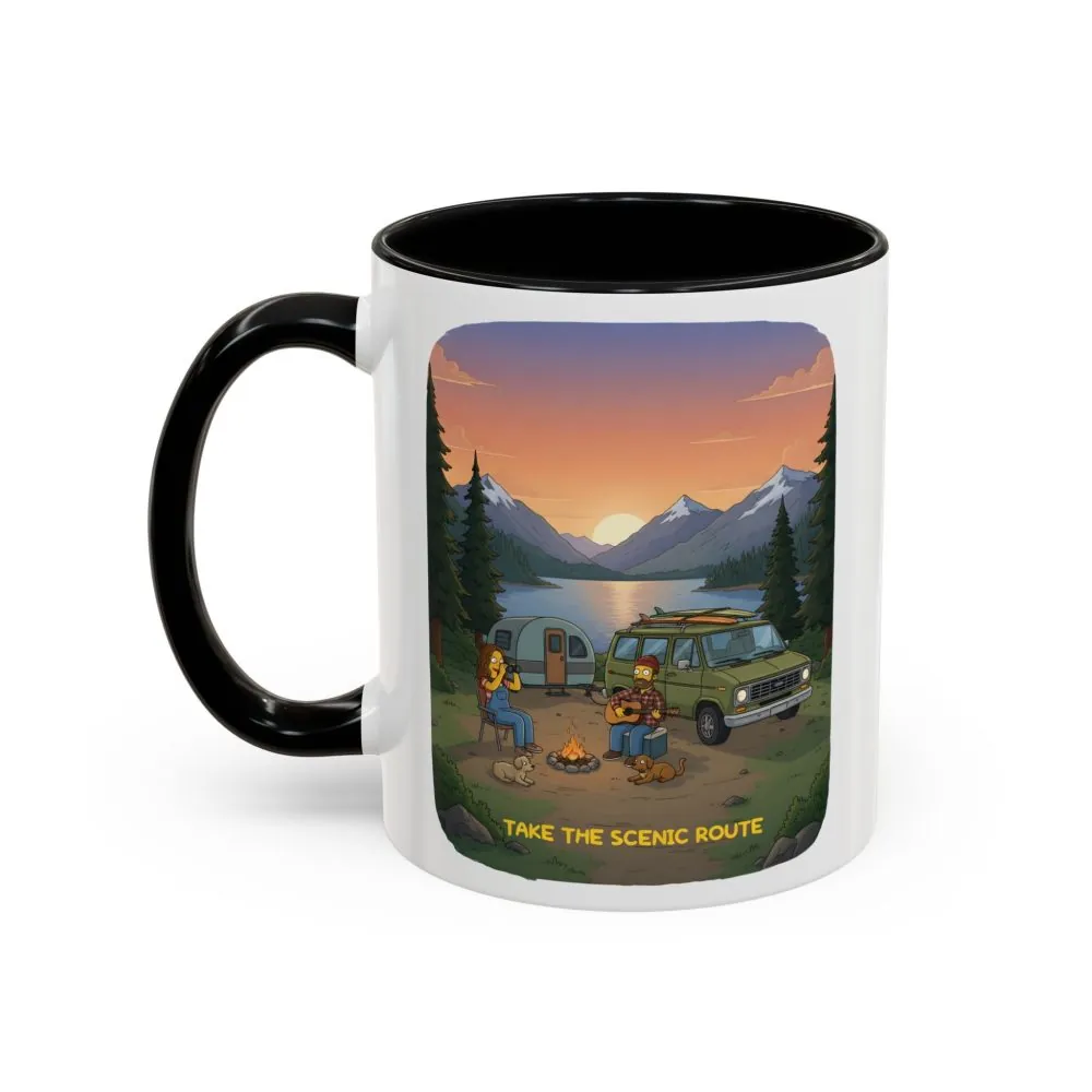 Accent Coffee Mug (11, 15oz) — "Take The Scenic Route" Design Sitcom-Line