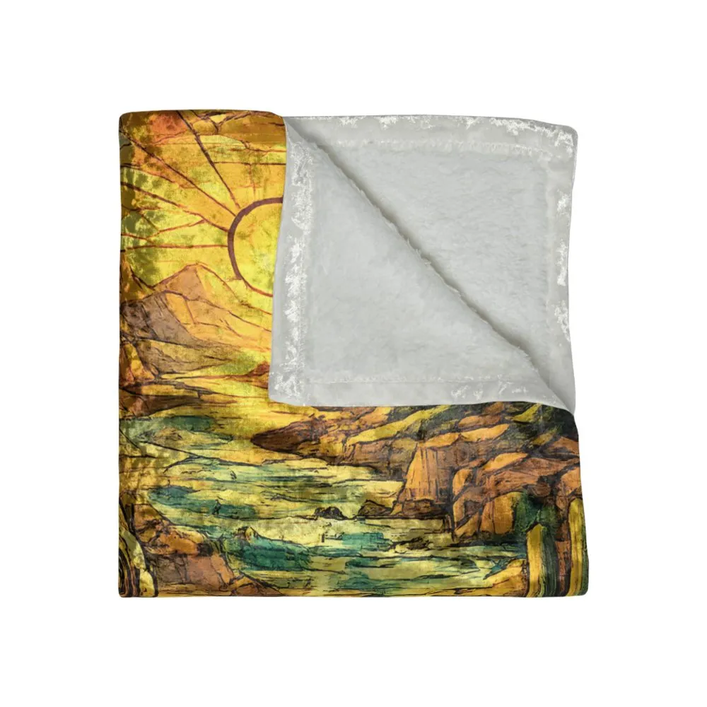 15363058994591235017_2048.jpeg Crushed Velvet Blanket —"Chase The Settings Sun" Design Cubic-Line(Campervan)