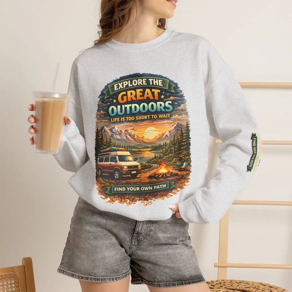 15370413759018165585_2048.jpeg Unisex Heavy Blend™ Crewneck Sweatshirt — "Explore The Great Outdoors" Design Scenic-Line