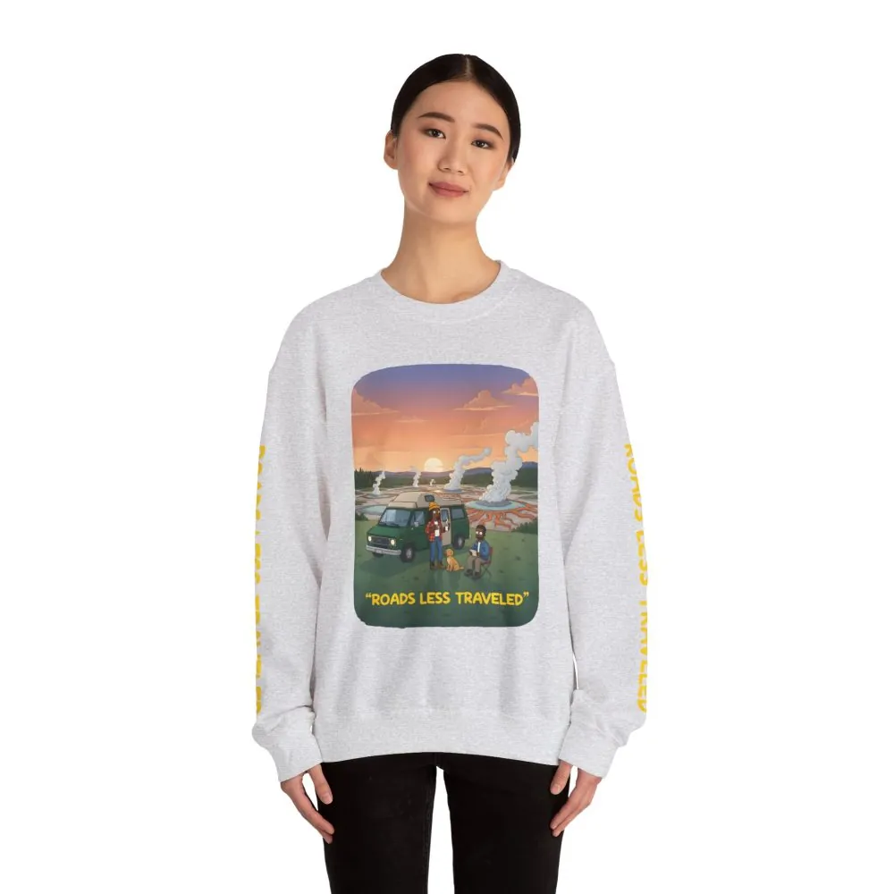 15375450573071790750_2048.jpeg Unisex Heavy Blend™ Crewneck Sweatshirt — "Roads Less Traveled" Design Sitcom-Line