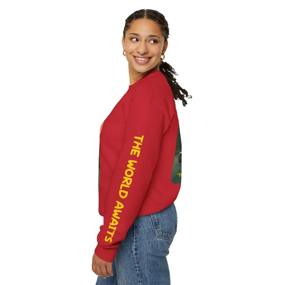 15391462421371095343_2048.jpeg Unisex Heavy Blend™ Crewneck Sweatshirt — "The World Awaits" Design Sitcom-Line