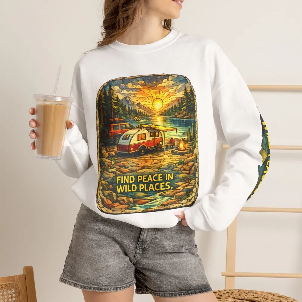 15399192393852479564_2048.jpeg Unisex Heavy Blend™ Crewneck Sweatshirt — "Find Peace In Wild Places" Design Cubic-Line