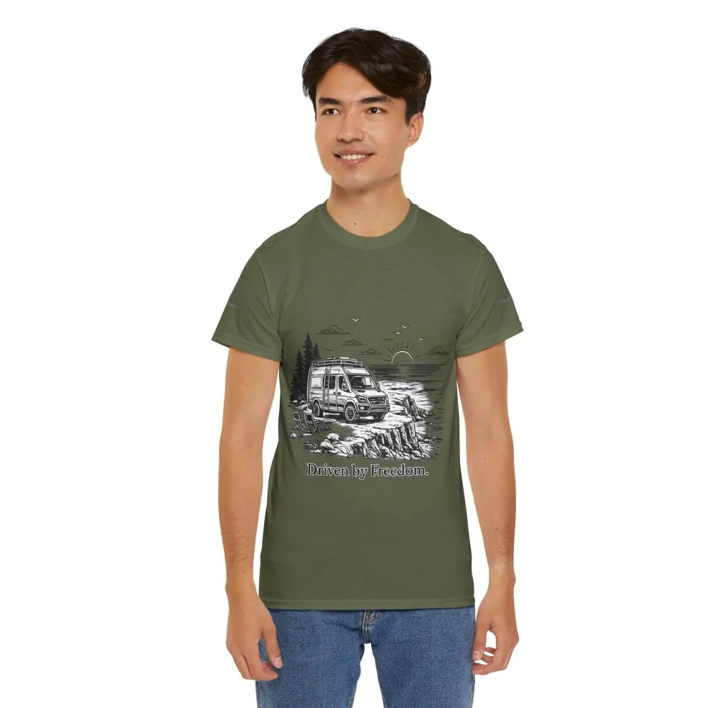 15403253082649233046_2048.jpeg Unisex Heavy Cotton Tee — ""Driven By Freedom" Design Minimal-Line
