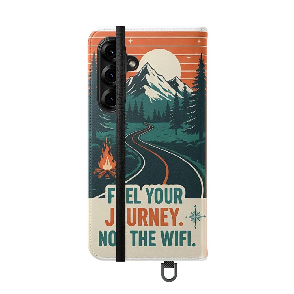 Flip Phone Case — "Adventure Awaits, Fuel Your Journey, Not the WiFi" Wallet Cover
