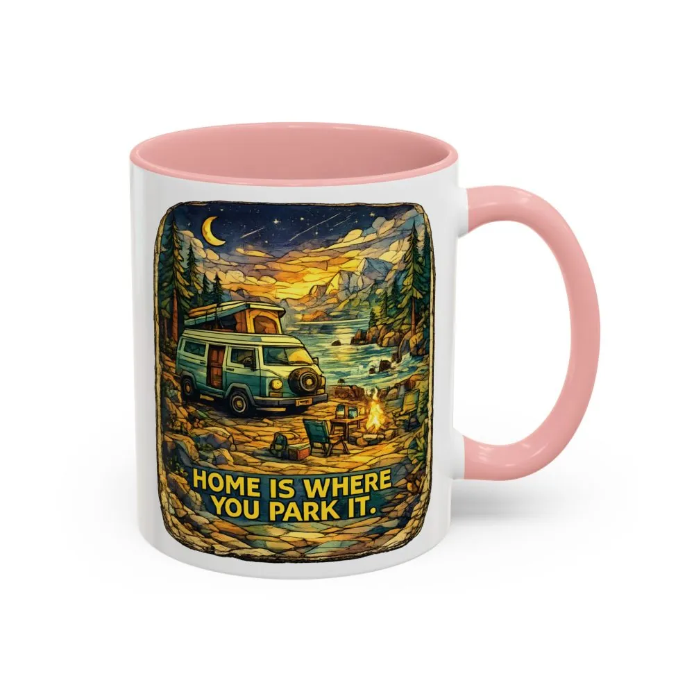 15404294500308991049_2048.jpeg Accent Coffee Mug (11, 15oz) — "Home Is Where You Park It" Design Cubic-Line