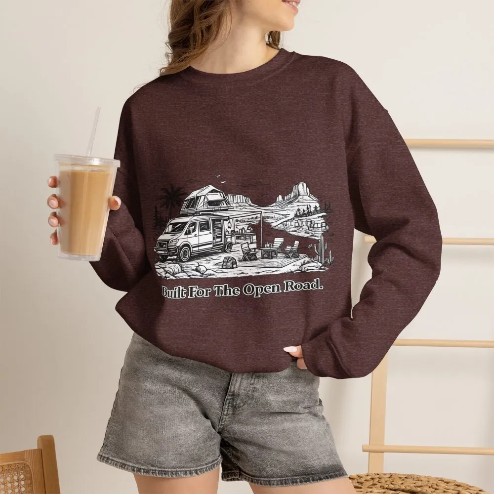 15405294967840865978_2048.jpeg Unisex Heavy Blend™ Crewneck Sweatshirt — "Built For The Open Road" Design Minimal-Line
