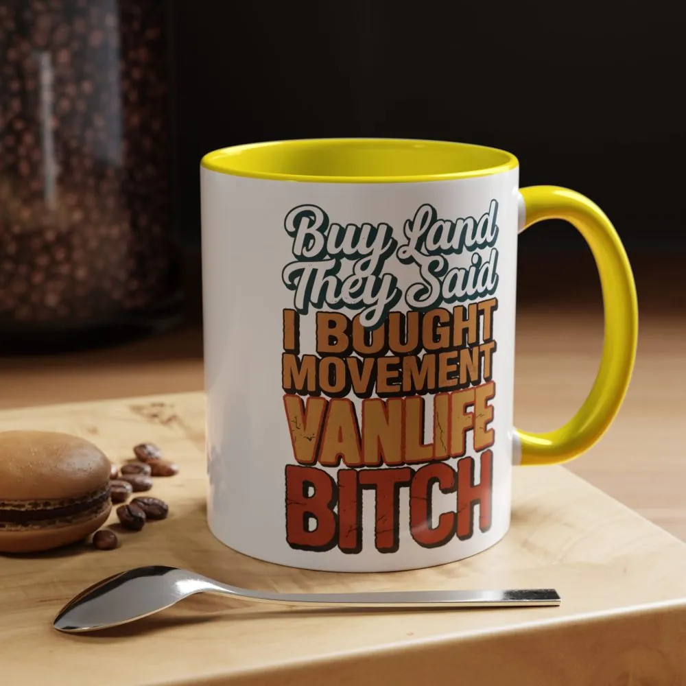 Accent Coffee Mug (11, 15oz) — "Buy Land They Said" Design F**K-Line
