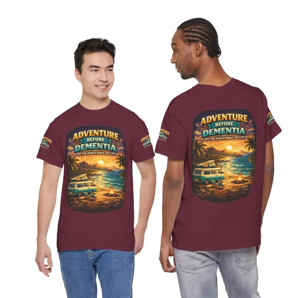 15412957228954774754_2048.jpeg Unisex Heavy Cotton Tee — "Adventure Before Dementia" Design Scenic-Line
