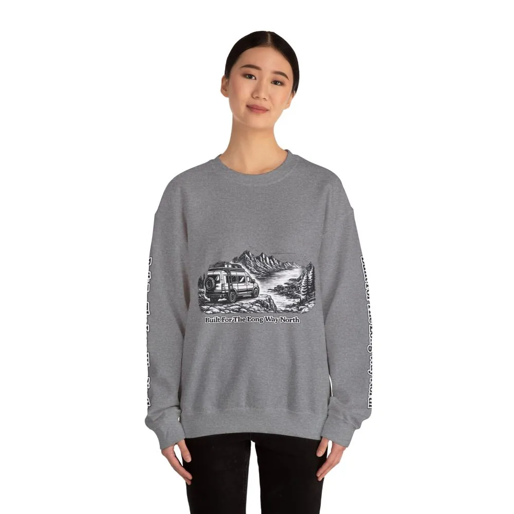 15430148260394138984_2048.jpeg Unisex Heavy Blend™ Crewneck Sweatshirt — "Built For The Long Way North" Design Minimal-Line