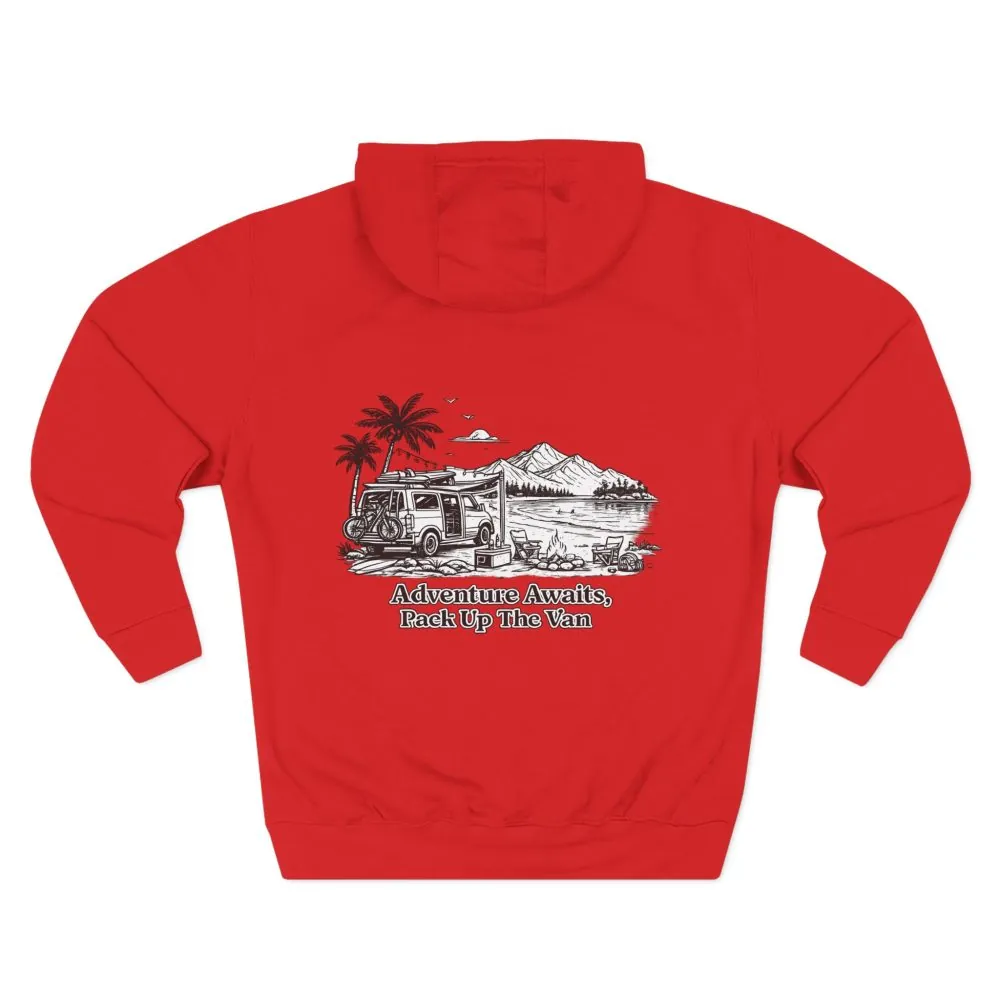 15439097478387542103_2048.jpeg Three-Panel Fleece Hoodie - "Adventure Awaits,Pack Up The Van" Design Minimal-Line