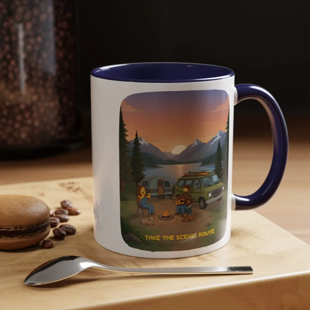 Accent Coffee Mug (11, 15oz) — "Take The Scenic Route" Design Sitcom-Line