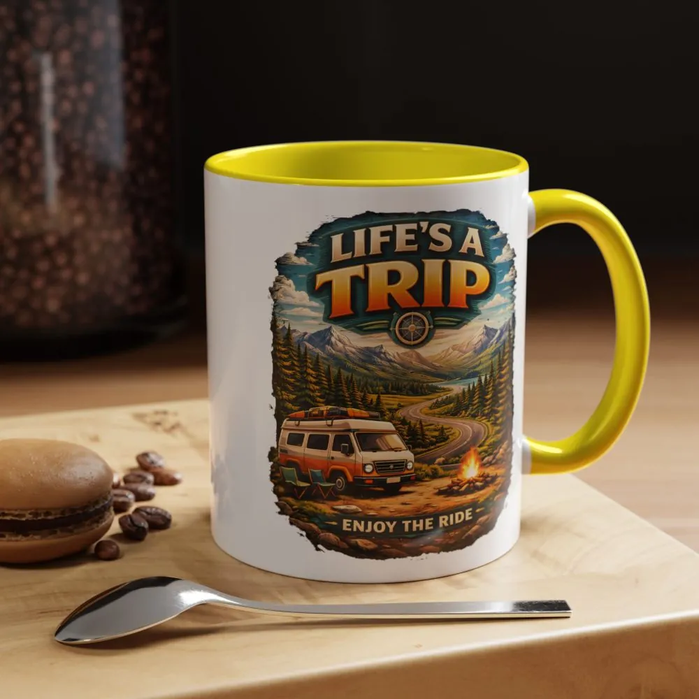 Accent Coffee Mug (11, 15oz) — "Life s A Trip" Design Scenic-Line