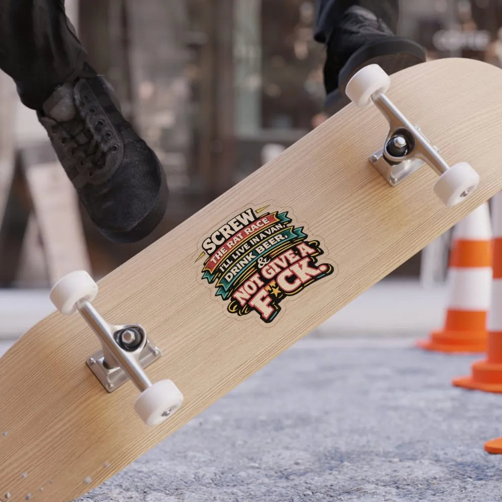 Transparent Outdoor Stickers – "Screw The Rat Race" Design F**K-Line