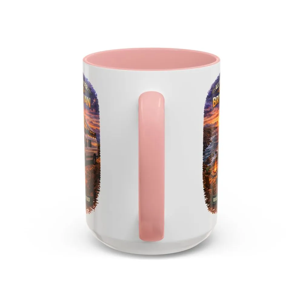 Accent Coffee Mug (11, 15oz) — "All Who wander Should Bring A Van" Design Scenic-Line